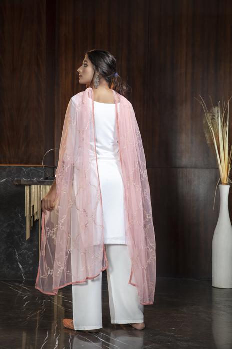 Off White Jacket Style Kurti With Palazzo at Rs.1000/Piece in pune offer by  Fiyona Fashion Hub